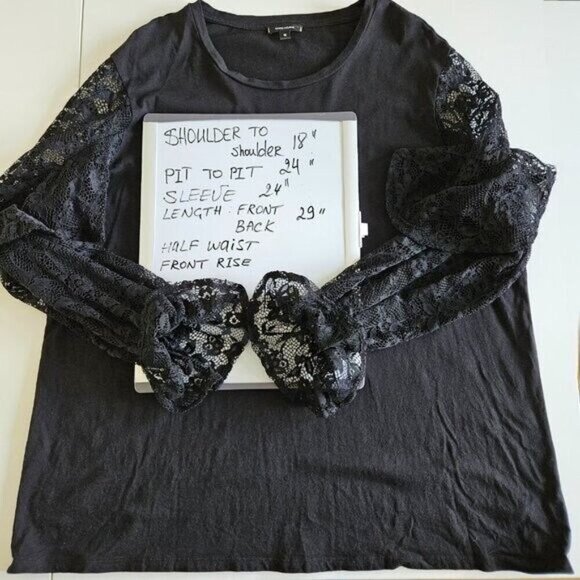 Stella And Dot Top Womens 1X Black LS Lace Ruffles Goth Whimsigoth Witchy Boho - Picture 12 of 12